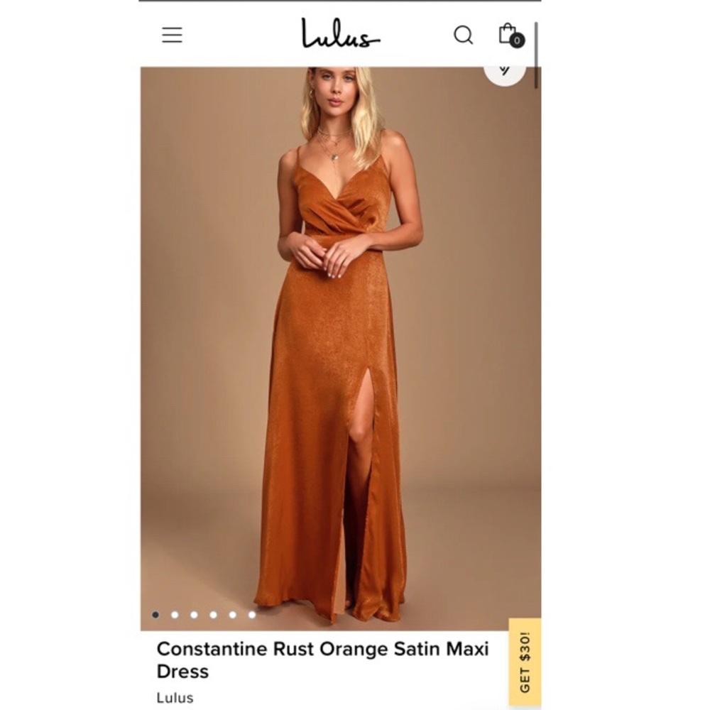 Lulu's Constantine Rust Orange Satin Maxi Dress